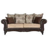 Elmbrook Upholstered Rolled Arm Sofa Set Brown