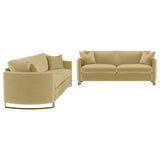 Corliss Velvet Upholstered Sofa Set Camel
