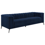 Chalet Upholstered Tuxedo Arm Tufted Sofa Set Blue