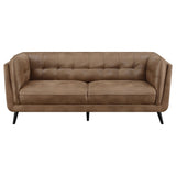 Thatcher Upholstered Tuxedo Arm Sofa Set Brown