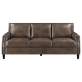 Leaton Upholstered Recessed Arm Sofa Brown Sugar