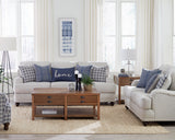 Glenn Upholstered Sofa Set Light Grey and Blue