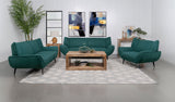 Acton Upholstered Flared Arm Sofa Set Teal Blue