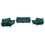 Acton Upholstered Flared Arm Sofa Set Teal Blue