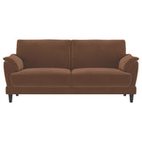 Selma 2-piece Velvet Upholstered Crescent Arm Sofa Set Rust