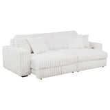 Jacana Corduroy Upholstered Dual Power Chaise Sofa Ivory