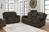 Rodman Upholstered Reclining Sofa Set Olive Brown