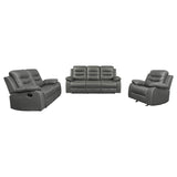 Nova Upholstered Padded Arm Sofa Set Dark Grey