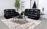 Camila Upholstered Motion Reclining Sofa Set Black