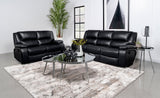 Camila Upholstered Motion Reclining Sofa Set Black