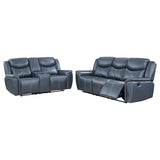 Sloane Upholstered Reclining Sofa Set Blue