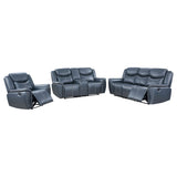 Sloane Upholstered Reclining Sofa Set Blue