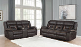 Greer Upholstered Reclining Sofa Set Brown