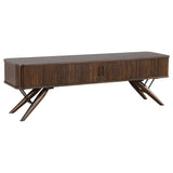 Valna Wood 71-inch TV Stand with Sliding Doors Walnut