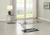 Danville Glass Top Coffee and End Table Set Chrome