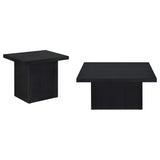 Devar Square Cocktail Coffee End Table Set Black