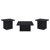Devar Square Cocktail Coffee End Table Set Black
