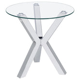 Kenzie Round Tempered Glass Top End Side Table Chrome