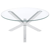Kenzie Round Tempered Glass Top Cocktail Coffee Table Chrome