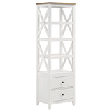 Hollis 4-shelf Wood Media Tower with Drawers Brown and White