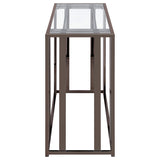 Adri Glass Top Entryway Sofa Console Table Black Nickel