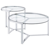 Delia Round Glass Top Nesting Coffee Table Chrome