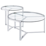 Delia Round Glass Top Nesting Coffee Table Chrome