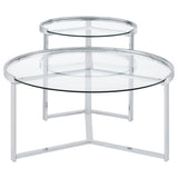 Delia Round Glass Top Nesting Coffee Table Chrome