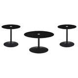 Ganso Round Glass Top Coffee and End Table Set Black