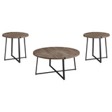 Marcus Round Coffee and End Table Set Light Brown