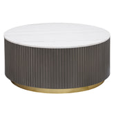 Jason Round Marble Top Coffee Table White and Charcoal