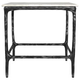 Ebby Square Genuine Marble Top Metal End Table White