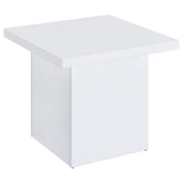 Devar Square Engineered Wood Side End Table White High Gloss