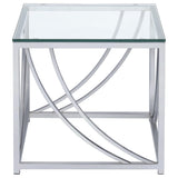 Lille 2-piece Glass Top Coffee And End Table Set Chrome