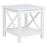 Skyview Square Pine Wood Side End Table with Shelf White