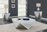 Amore Mirrored Coffee and End Table Set Silver