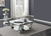 Amalia Mirrored Coffee and End Table Set Silver
