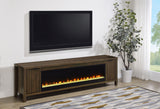 Carey 79-inch TV Stand Fireplace Media Console Dark Pine