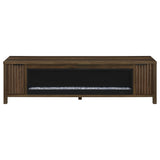 Carey 79-inch TV Stand Fireplace Media Console Dark Pine