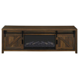 Enfield 71-inch TV Stand Fireplace Media Console Dark Pine