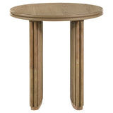 Adina Round Wood Side End Table Distressed Light Brown