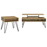 Fanning Lift Top Coffee and End Table Set Golden Oak