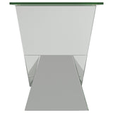 Taffeta Glass Top Mirrored Acrylic End Table Silver