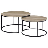 Lainey 2-piece Round Nesting Coffee Table Distressed Pine