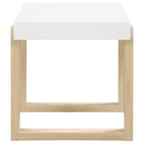 Pala Rectangular End Table White High Gloss and Natural