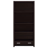 Skylar 71-inch 5-shelf Bookcase with Drawer Cappuccino