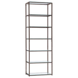 Kate 78-inch 5-shelf Glass Bookshelf Black Nickel