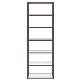 Kate 78-inch 5-shelf Glass Bookshelf Black Nickel
