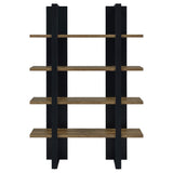 Danbrook 71-inch 4-shelf Bookshelf Black and Aged Walnut