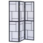 Damis 3-Panel Room Divider Folding Shoji Screen Black
